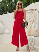 Women's Jumpsuit Elegant Solid Color Suspender Wide Leg Waist Closing-5