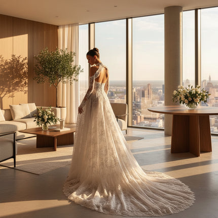 Juliette Lace Mermaid Wedding Dress with Long Sleeves & High Side Slit