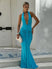 Women's Sexy Maxi Dress Elegant Deep V-Neck Ruched Backless