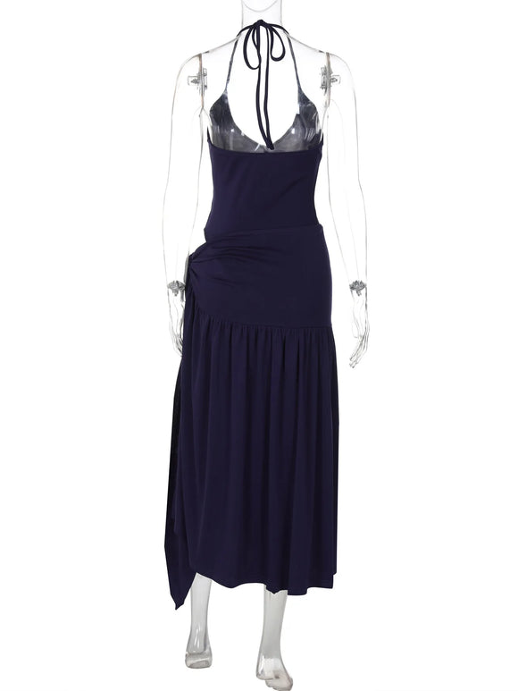 Sexy Set 2 Pieces for Women Elegant Lace Up Backless Bodysuit Slit Skirt