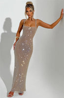 Women's Sexy Long Dress Backless Sequin Sleeveless Elegant Gown-38