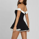 Women's Mini Dress Elegant Strapless Off Shoulder Backless Patchwork