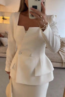 Women's Set Elegant Skirt Two Piece Slim Long Sleeve Suit-10