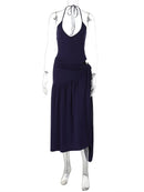 Sexy Set 2 Pieces for Women Elegant Lace Up Backless Bodysuit Slit Skirt-16