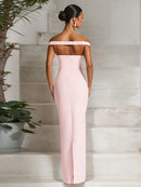 Women's Sexy Maxi Dress Elegant Off Shoulder Backless Patchwork