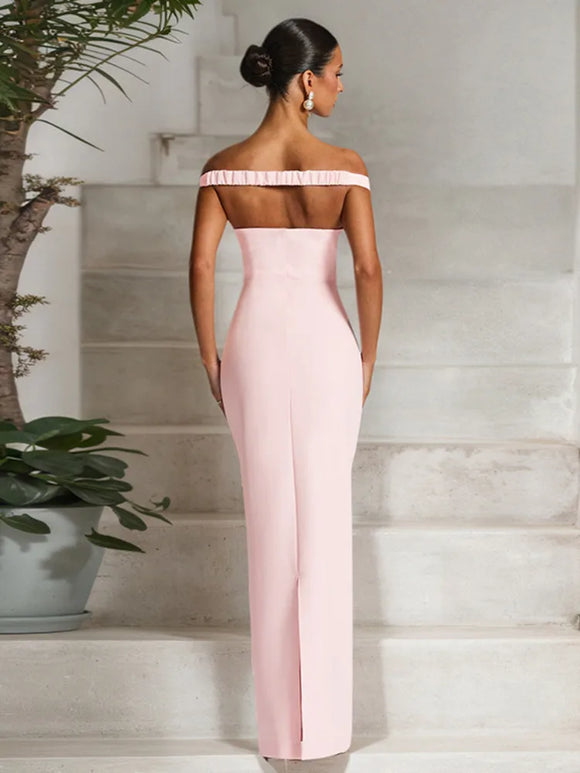 Women's Sexy Maxi Dress Elegant Off Shoulder Backless Patchwork