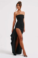 Sexy Maxi Dress Elegant Strapless Backless High-Slit Evening Wear