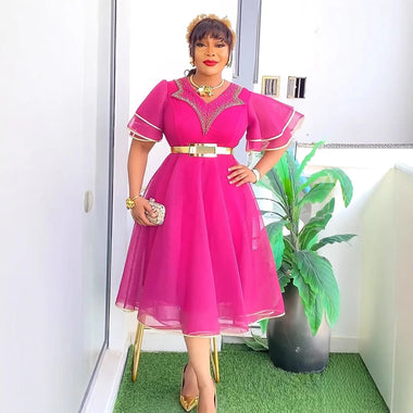 Women's Sexy Midi Dress Elegant Plus Size Dashiki Style Party Wear