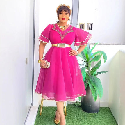 Women's Sexy Midi Dress Elegant Plus Size Dashiki Style Party Wear