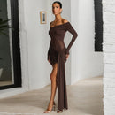 Women's Sexy Mini Dress Elegant Off Shoulder Sheer Backless Ruched-9