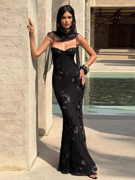 Women's Mermaid Sexy Maxi Dress Elegant Backless Corset Straps