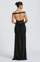 Women's Sexy Dress Elegant Long Deep V Neck Backless Ruched Gown-21