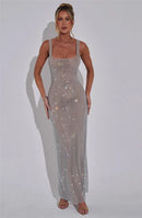 Women's Sexy Long Dress Backless Sequin Sleeveless Elegant Gown-16