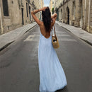 Women's Sexy Maxi Dress Elegant Deep V-Neck Ruched Backless