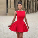 Women's Mini Dress Pleated A-Line Backless Sleeveless Sexy Elegant Gown
