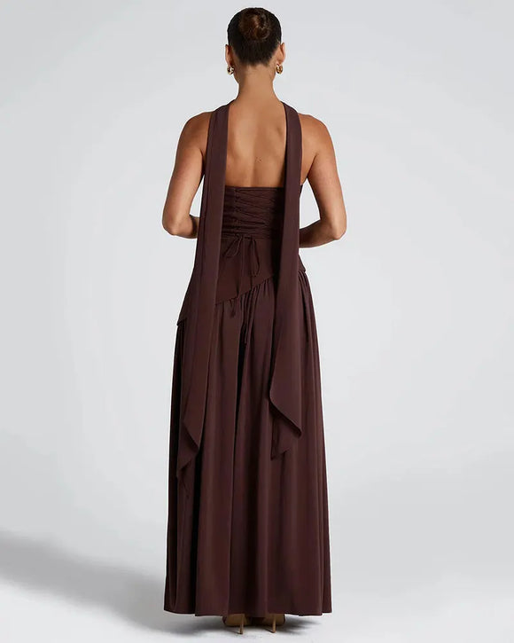 Women's Sexy Maxi Dress Elegant Strapless Backless High Slit Evening Gown