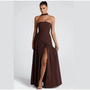 Women's Sexy Maxi Dress Corset Elegant Strapless Backless High Slit