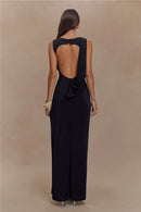 Women's Sexy Long Dress Elegant Ruched Backless Bodycon with High Slit-18