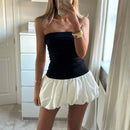 Women's Sexy Mini Dress Puffy Elegant Corset Sleeveless Strapless Solid Color