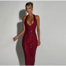 Women's Sexy Long Dress Sequin Elegant  Backless Sleeveless-18