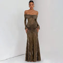 Women's Sexy Maxi Dress Elegant Pleated Lace Patchwork Evening Party
