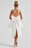 Women's Sexy Mini Dress Elegant Backless Bow Spaghetti Strap