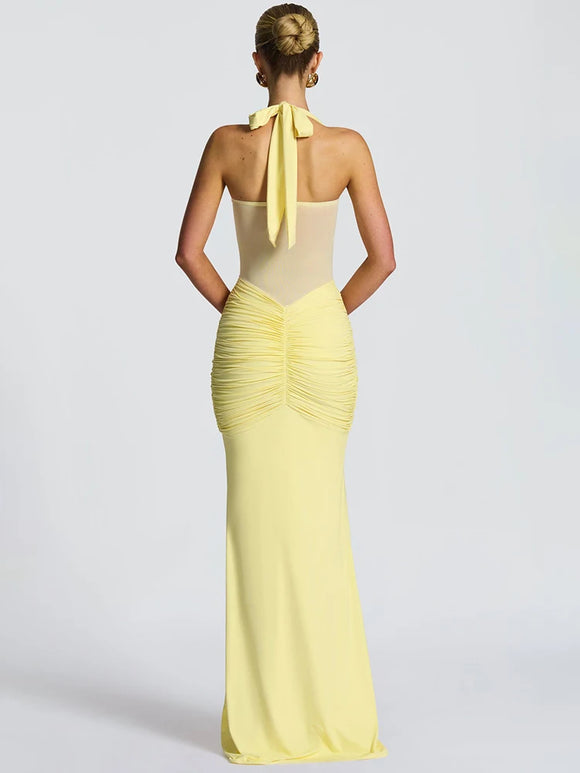 Women's Sexy Maxi Dress Elegant Backless Halter Off Shoulder Party
