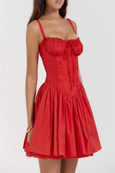 Robe courte sexy pour femme élégante dos nu élégante en dentelle plissée-16