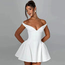 Sexy Mini Dress for Women Elegant Deep V Neck Sleeveless Shoulder Chic-6