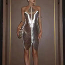 Women's Sexy Mini Dress Elegant Bodycon Tassel Backless Sleeveless