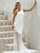 Women's Sexy Maxi Dress Elegant One-Shoulder Backless Sleeveless