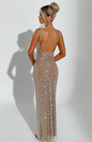 Women's Sexy Long Dress Backless Sequin Sleeveless Elegant Gown-39