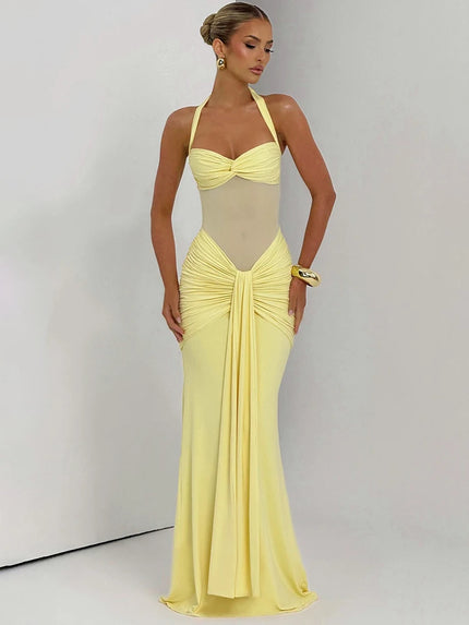 Women's Sexy Maxi Dress Elegant Backless Halter Off Shoulder Party