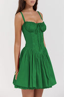 Women's Sexy Short Dress Elegant Backless Elegant Lace Pleated