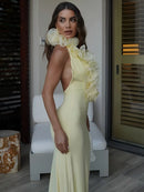 Women's Sexy Maxi Dress Elegant Mesh Deep V Backless Sleeveless Bodycon-5