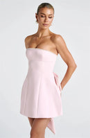 Women's Sexy Short Dress Strapless Beaded Backless Elegant Off Shoulder