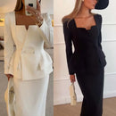 Women's Set Elegant Skirt Two Piece Slim Long Sleeve Suit