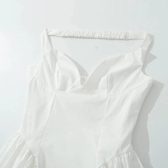 Sexy Mini Dress for Women Elegant Deep V Neck Sleeveless Shoulder Chic