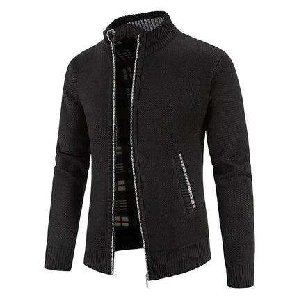 Men's Cardigan Large Size Stand Collar Warm Knit Sweater Coat Youth Wool