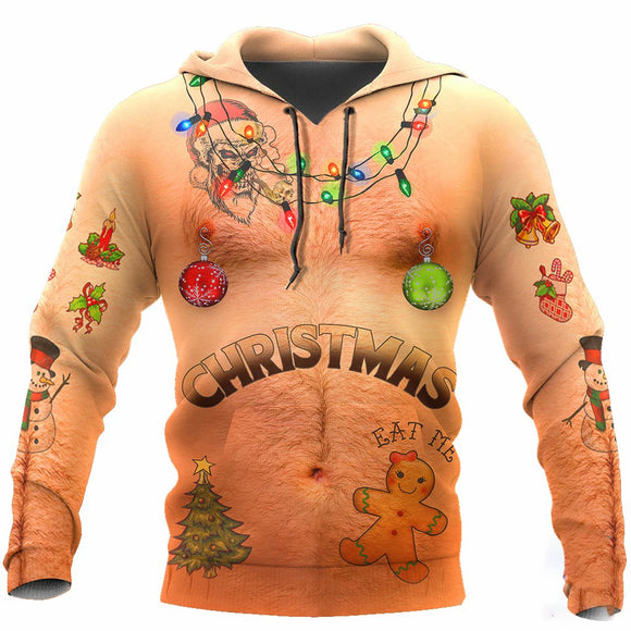 Men’s Christmas Hoodie Sweatshirt Elegant 3D Print Long Sleeve Streetwear