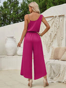 Women's Jumpsuit Elegant Solid Color Suspender Wide Leg Waist Closing-8
