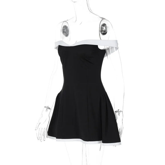 Women's Mini Dress Elegant Strapless Off Shoulder Backless Patchwork