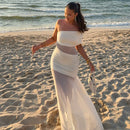 Robe longue sexy pour femme élégante épaules dénudées maille dos nu -23