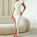 Sexy Dress Bodycon Elegant Asymmetrical Collar & Side Slit Evening Wear