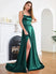 Women's Sexy Long Dress Spaghetti Strap Elegant Satin with Leg Slit