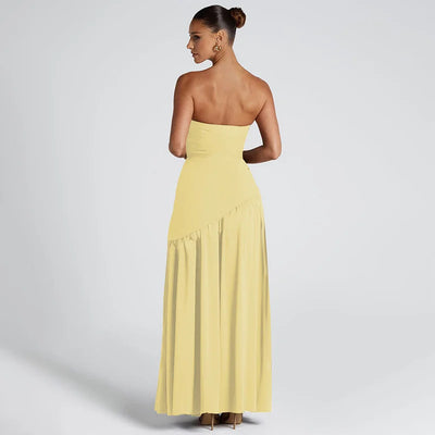 Sexy Maxi Dress Women Gown Strapless Elegant Off Shoulder Backless High Split