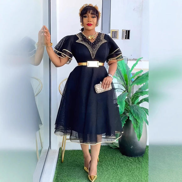 Women's Sexy Midi Dress Elegant Plus Size Dashiki Style Party Wear