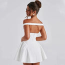 Sexy Mini Dress for Women Elegant Deep V Neck Sleeveless Shoulder Chic