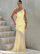 Women's Sexy Maxi Dress One-Shoulder Backless Elegant Sleeveless