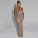 Women's Sexy Long Dress Sequin Elegant  Backless Sleeveless